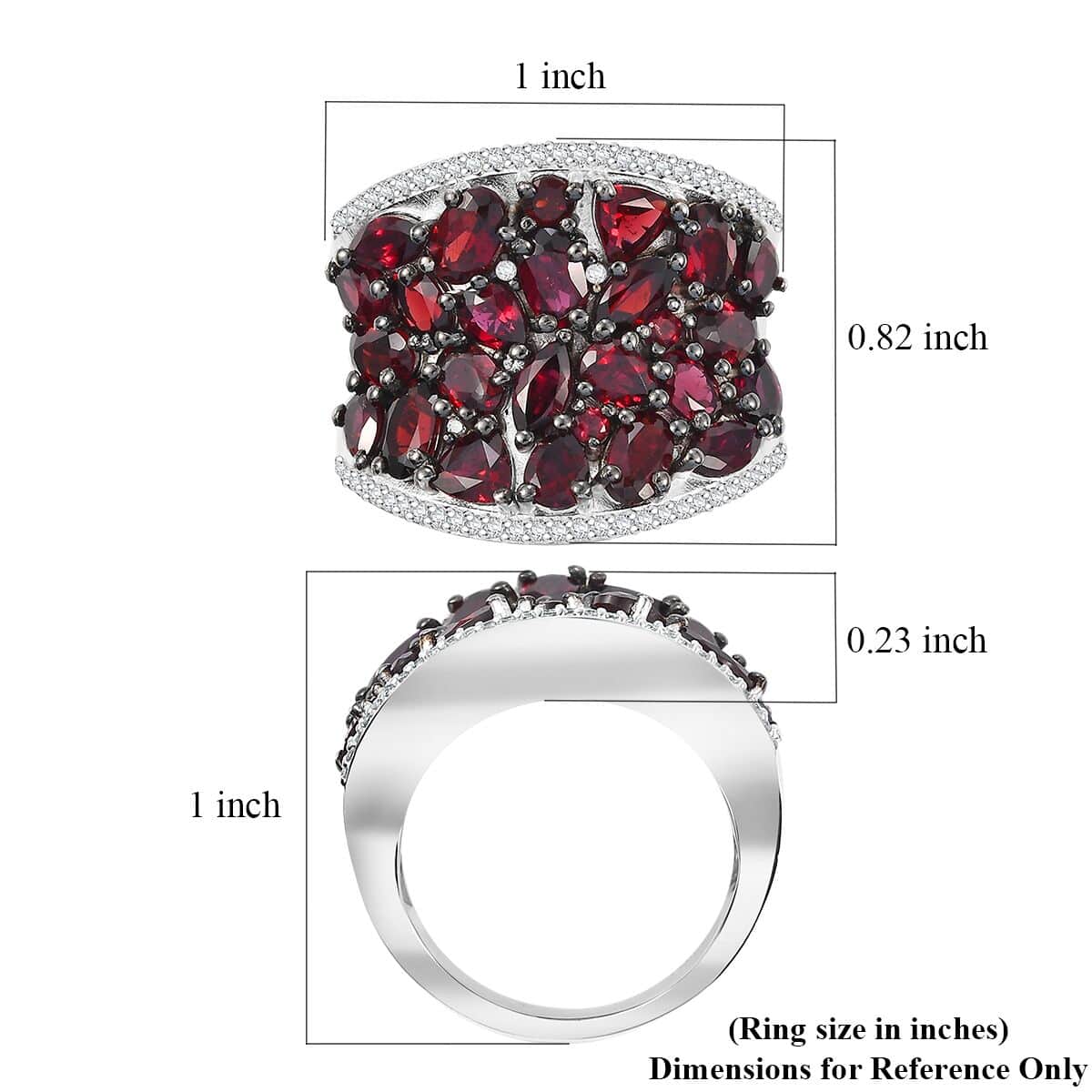 Premium Anthill Garnet and White Zircon 5.75 ctw Bunch of Flower Ring in Rhodium Over Sterling Silver (Size 6.0) image number 5