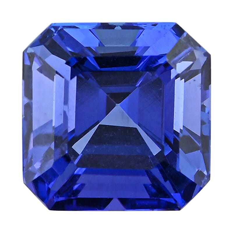 Certified and Appraised Asscher Cut AAAA Tanzanite (Sqr Free Size) 4.00 ctw