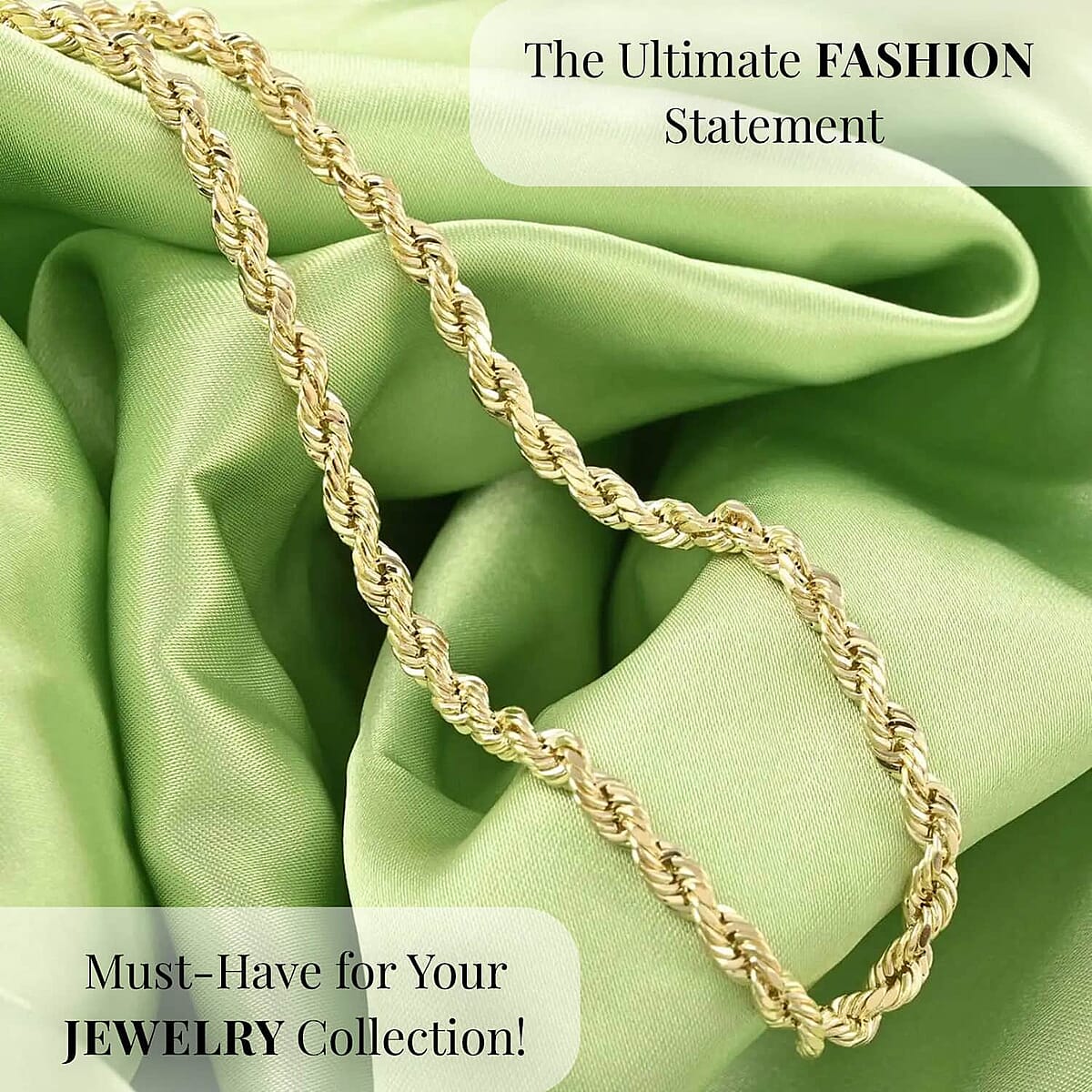5mm Rope Chain Necklace in 10K Yellow Gold 20 Inches 8.8 Grams image number 1