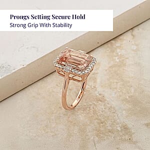 Certified & Appraised Luxoro AAA Marropino Morganite and G-H I2 Diamond 7.85 ctw Ring in 14K Rose Gold (Size 10.0) 5.60 Grams