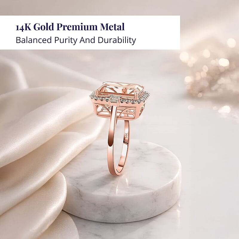 Certified & Appraised Luxoro 14K Rose Gold AAA Marropino Morganite, Diamond (G-H, I2) (0.70 cts) Ring (Size 10.5) (5.60 g) 7.85 ctw