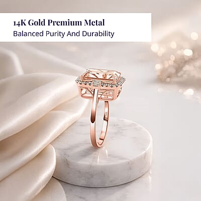 Certified & Appraised Luxoro 14K Rose Gold AAA Marropino Morganite, Diamond (G-H, I2) (0.70 cts) Ring (Size 11.0) (5.60 g) 7.85 ctw