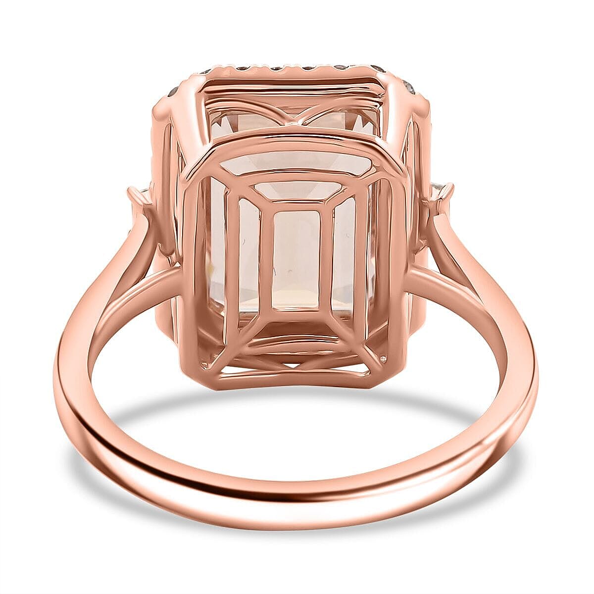 14K Rose Gold  AAA   Morganite ,  White Diamond  I2 Ring ,  Gold Wt. 5.6 g 7.85 ctw image number 4