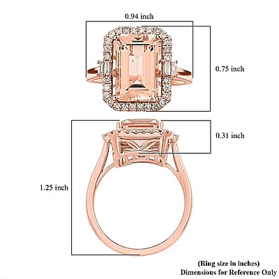 Certified & Appraised Luxoro 14K Rose Gold AAA Marropino Morganite, Diamond (G-H, I2) (0.70 cts) Ring (Size 11.0) (5.60 g) 7.85 ctw