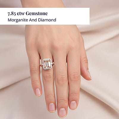 Certified & Appraised Luxoro 14K Rose Gold AAA Marropino Morganite, Diamond (G-H, I2) (0.70 cts) Ring (Size 12.0) (5.60 g) 7.85 ctw