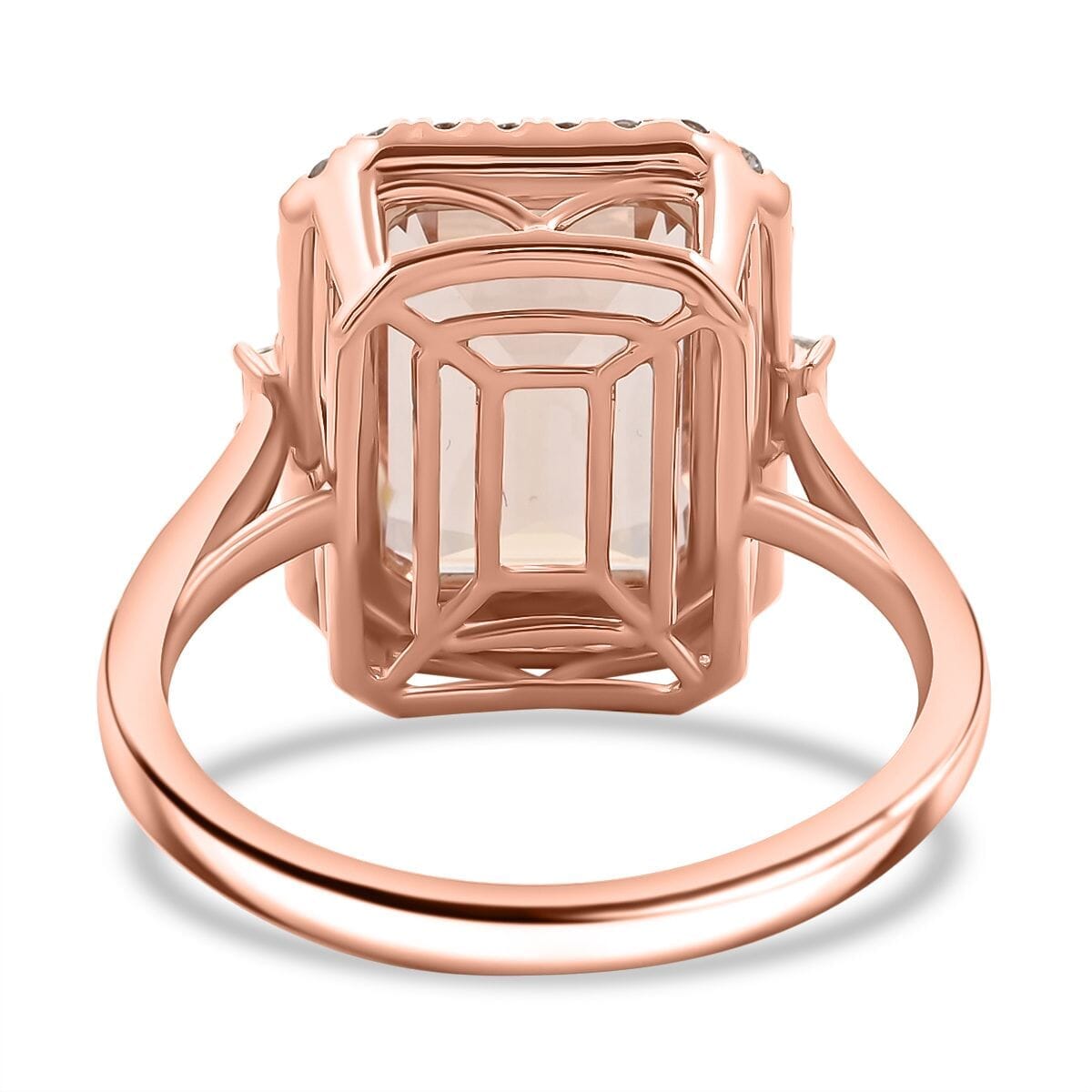 14K Rose Gold  AAA   Morganite ,  White Diamond  I2 Ring ,  Gold Wt. 5.6 g 7.85 ctw image number 4