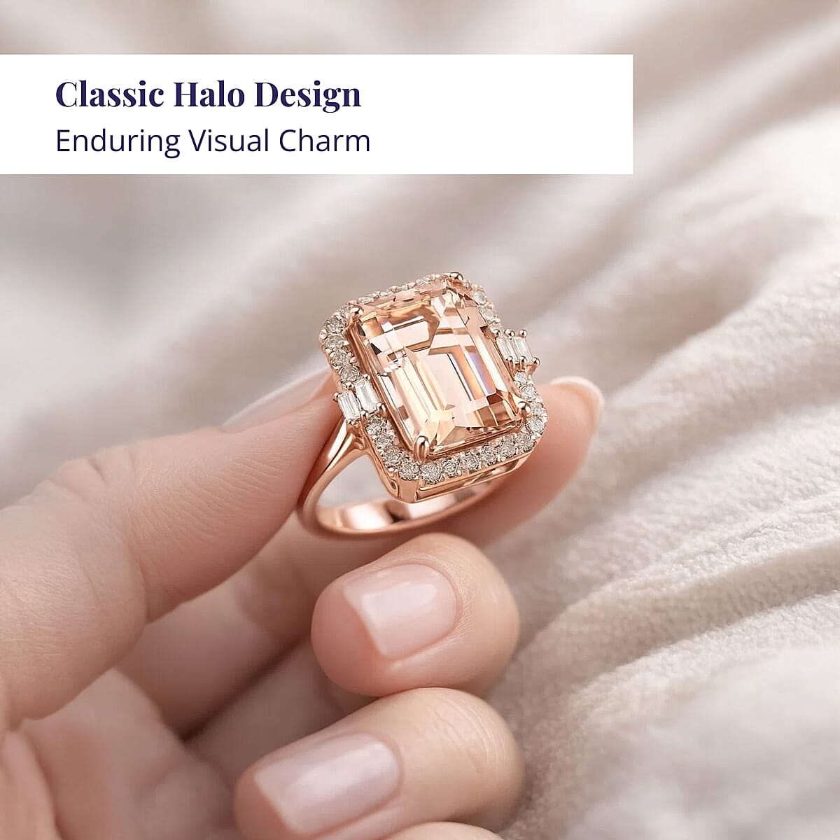 14K Rose Gold  AAA   Morganite ,  White Diamond  I2 Ring ,  Gold Wt. 5.6 g 7.85 ctw image number 4