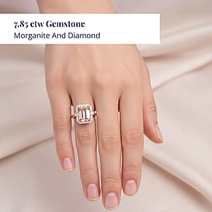 Certified & Appraised Luxoro AAA Marropino Morganite and G-H I2 Diamond 7.85 ctw Ring in 14K Rose Gold (Size 6.0) 5.60 Grams