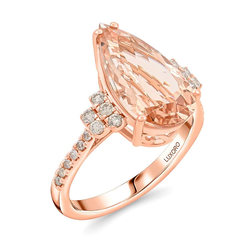 Certified & Appraised Luxoro 14K Rose Gold AAA Marropino Morganite, Diamond (G-H, I2) (0.29 cts) Ring (Size 11.0) 6.50 ctw