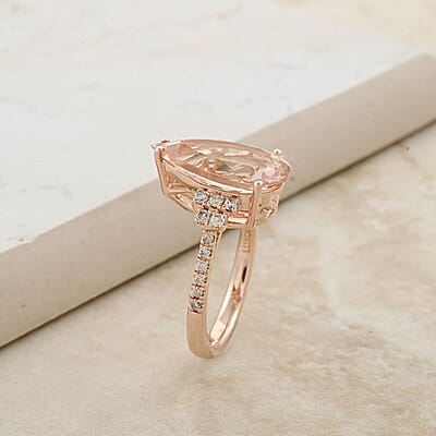 Certified & Appraised Luxoro 14K Rose Gold AAA Marropino Morganite, Diamond (G-H, I2) (0.29 cts) Ring (Size 5.0) 6.50 ctw