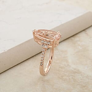 Certified & Appraised Luxoro AAA Marropino Morganite and G-H I2 Diamond 6.50 ctw Ring in 14K Rose Gold (Size 8.0)