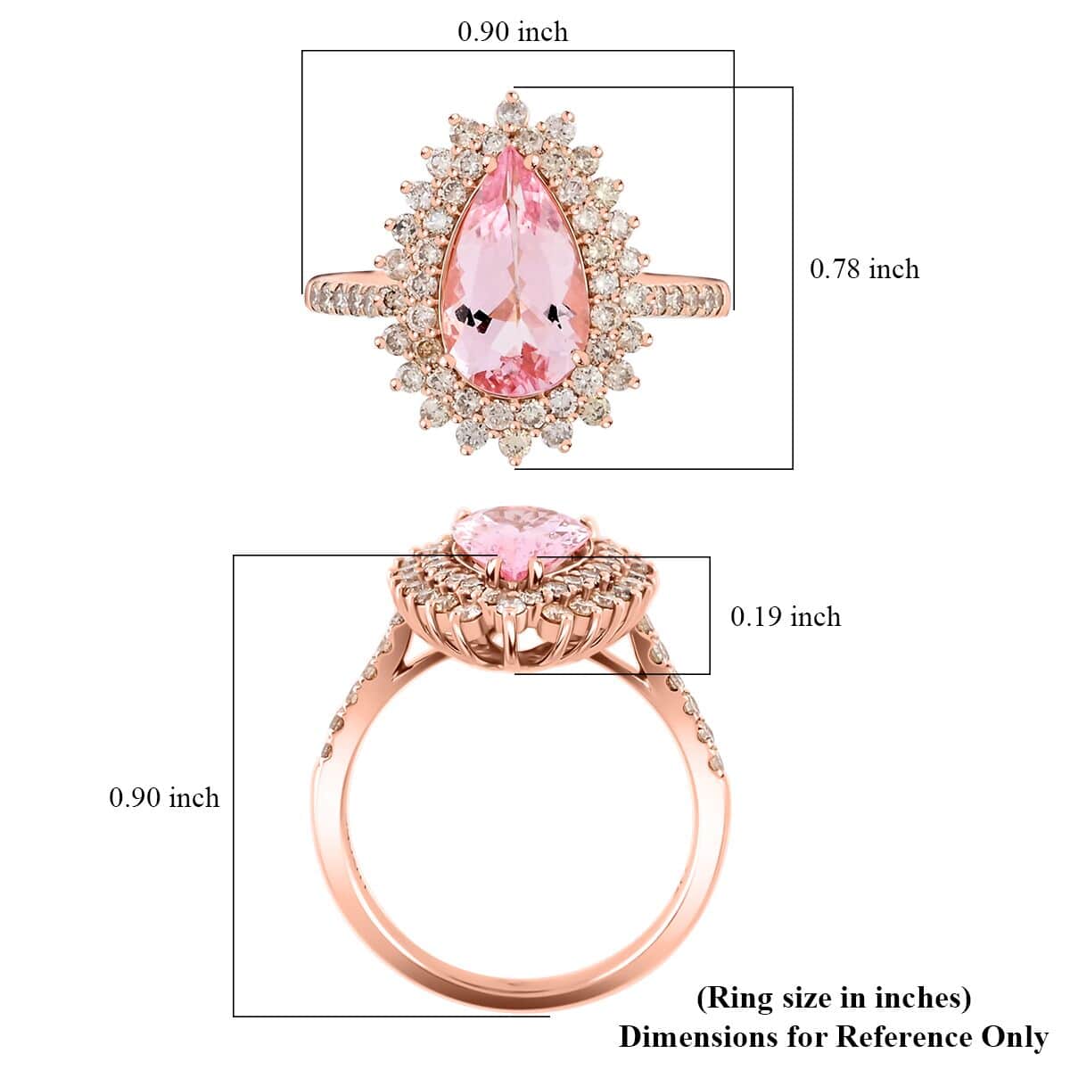 By Tony Diniz Luxoro 14K Rose Gold AAAA Pink Morganite, Diamond (G-H, I2) (0.47 cts) Ring (Size 10.0) (4.40 g) 3.50 ctw image number 5