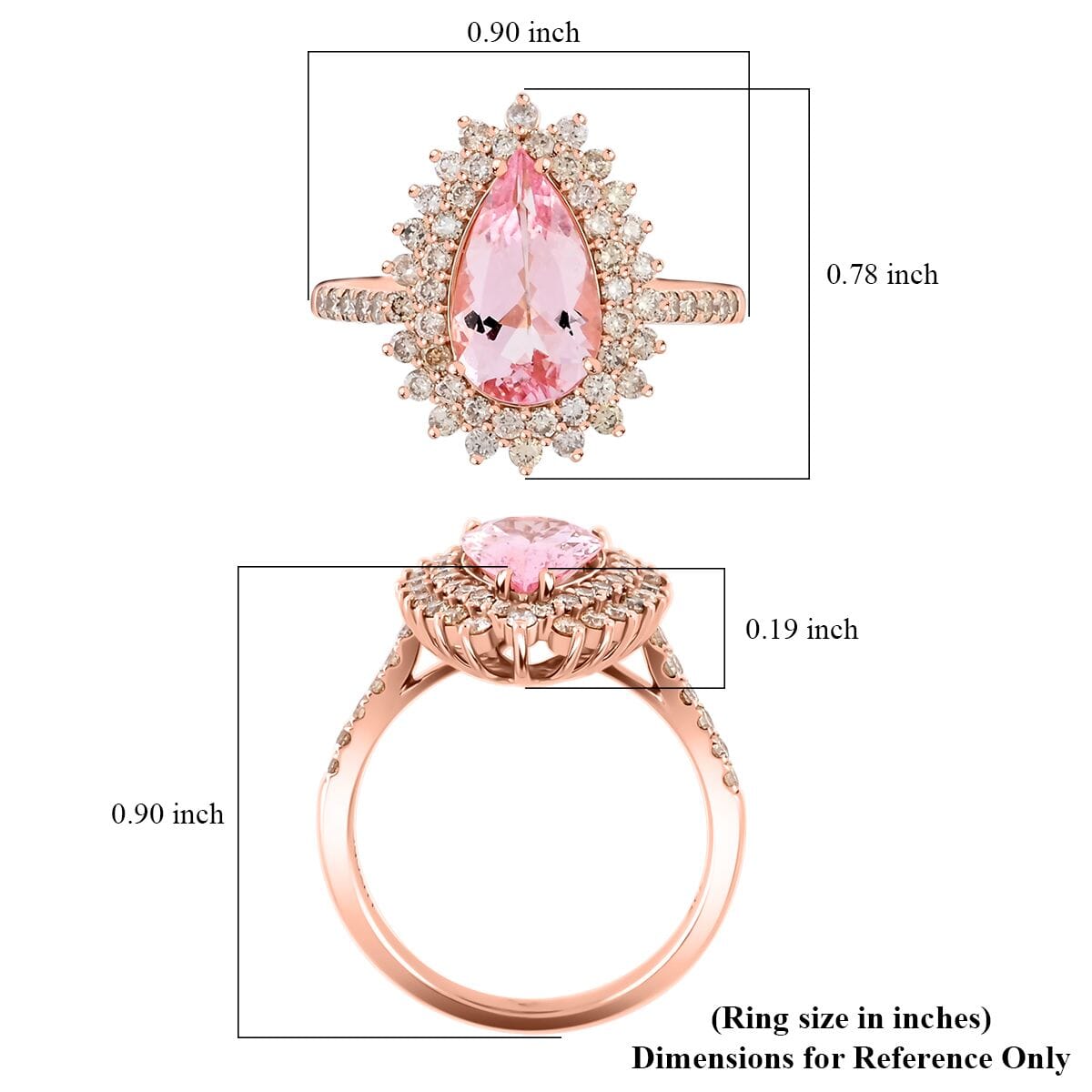 Luxoro AAAA Pink Morganite and G-H I2 Diamond 3.50 ctw Ring in 14K Rose Gold (Size 6.0) 4.40 Grams image number 5
