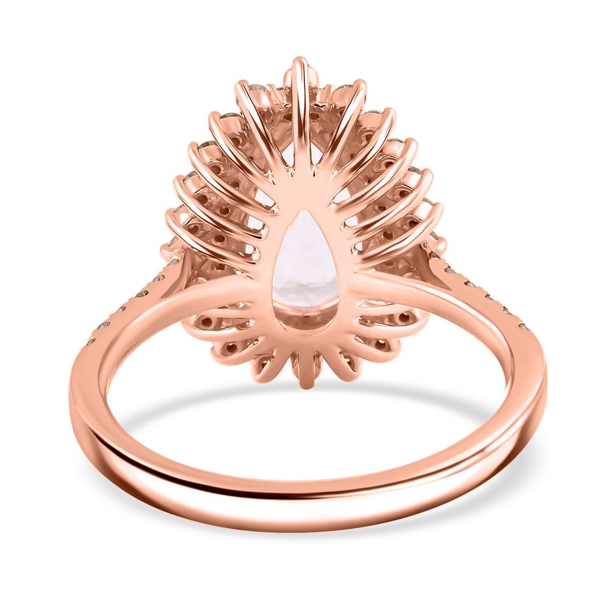 Luxoro AAAA Pink Morganite and G-H I2 Diamond 3.50 ctw Ring in 14K Rose Gold (Size 7.0) 4.40 Grams image number 4