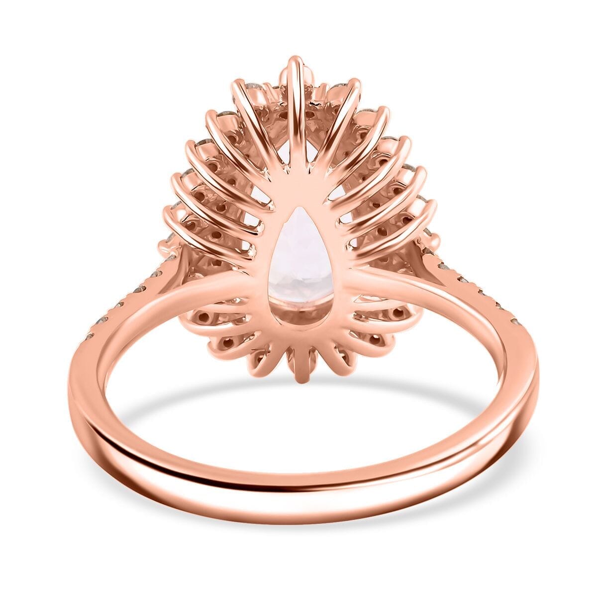 Luxoro AAAA Pink Morganite and G-H I2 Diamond 3.50 ctw Ring in 14K Rose Gold (Size 9.0) 4.40 Grams image number 4