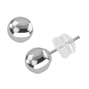 6mm Ball Stud Earrings in 14K White Gold 0.20 Grams