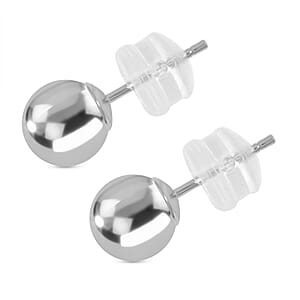 6mm Ball Stud Earrings in 14K White Gold 0.20 Grams