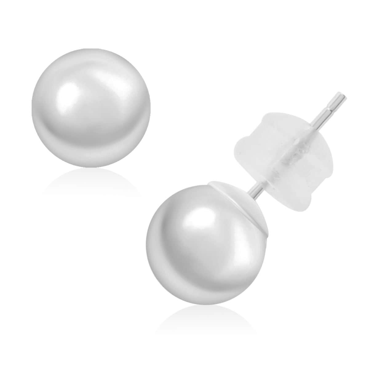 Ball Stud 7mm Earrings in 14K White Gold image number 0