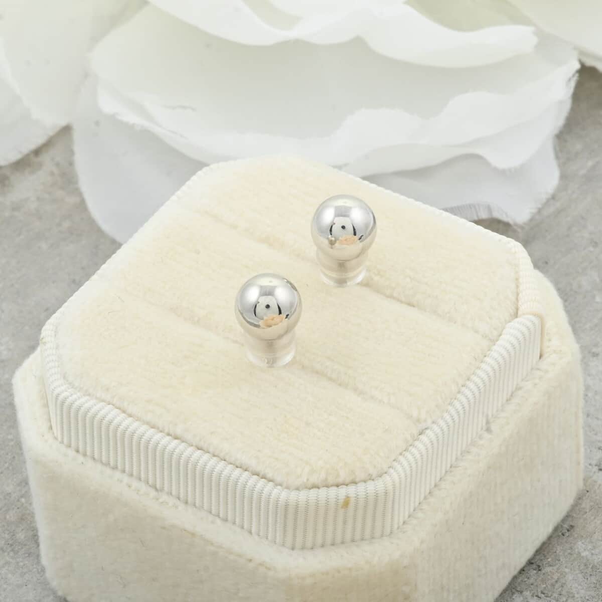 Ball Stud 7mm Earrings in 14K White Gold image number 1