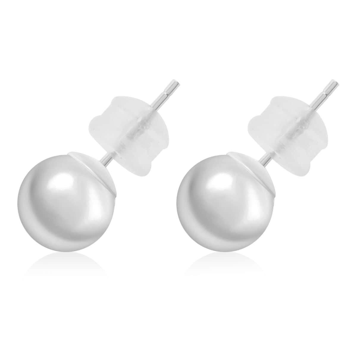 Ball Stud 7mm Earrings in 14K White Gold image number 3