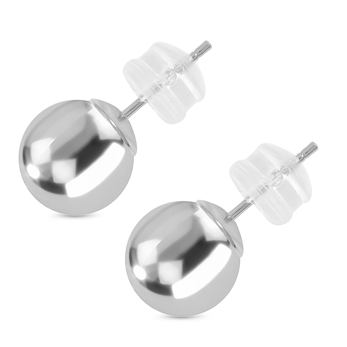 8mm Ball Stud Earrings in 14K White Gold image number 2