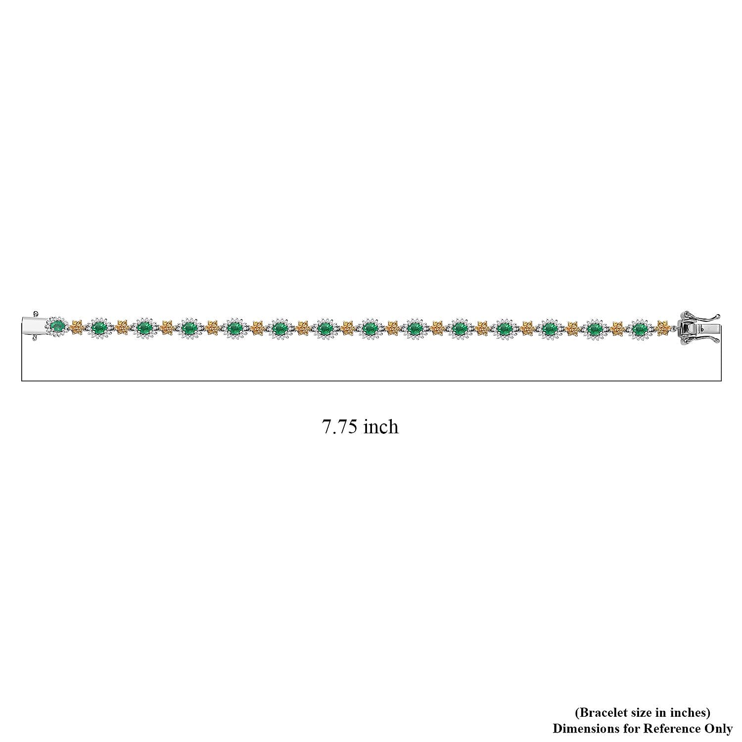 Kagem Zambian Emerald and Multi Gemstone 4.80 ctw Blooming Sunflower Bracelet in 18K Vermeil YG and Rhodium Over Sterling Silver (7.25 In)