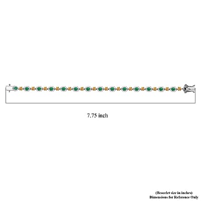 Kagem Zambian Emerald and Multi Gemstone 4.80 ctw Blooming Sunflower Bracelet in 18K Vermeil YG and Rhodium Over Sterling Silver (7.25 In)