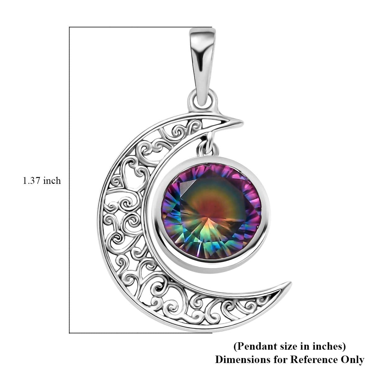 Artisan Crafted Nebula Quartz Doublet 4.85 ctw Moon Pendant in Black Oxidized Sterling Silver image number 5