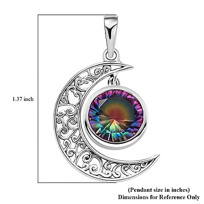 D'Joy Artisan Crafted Nebula Quartz Doublet 4.85 ctw Moon Pendant in Black Oxidized Sterling Silver