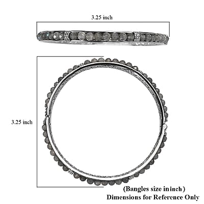 Malagasy Labradorite 22.30 ctw Bangle Bracelet in Stainless Steel (8.00 In)
