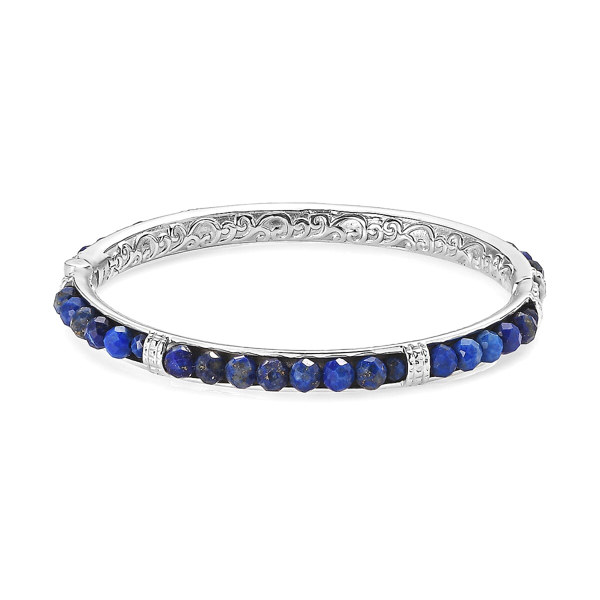 Lapis Lazuli 19.50 ctw Bangle Bracelet in Stainless Steel (6.50 In) image number 0