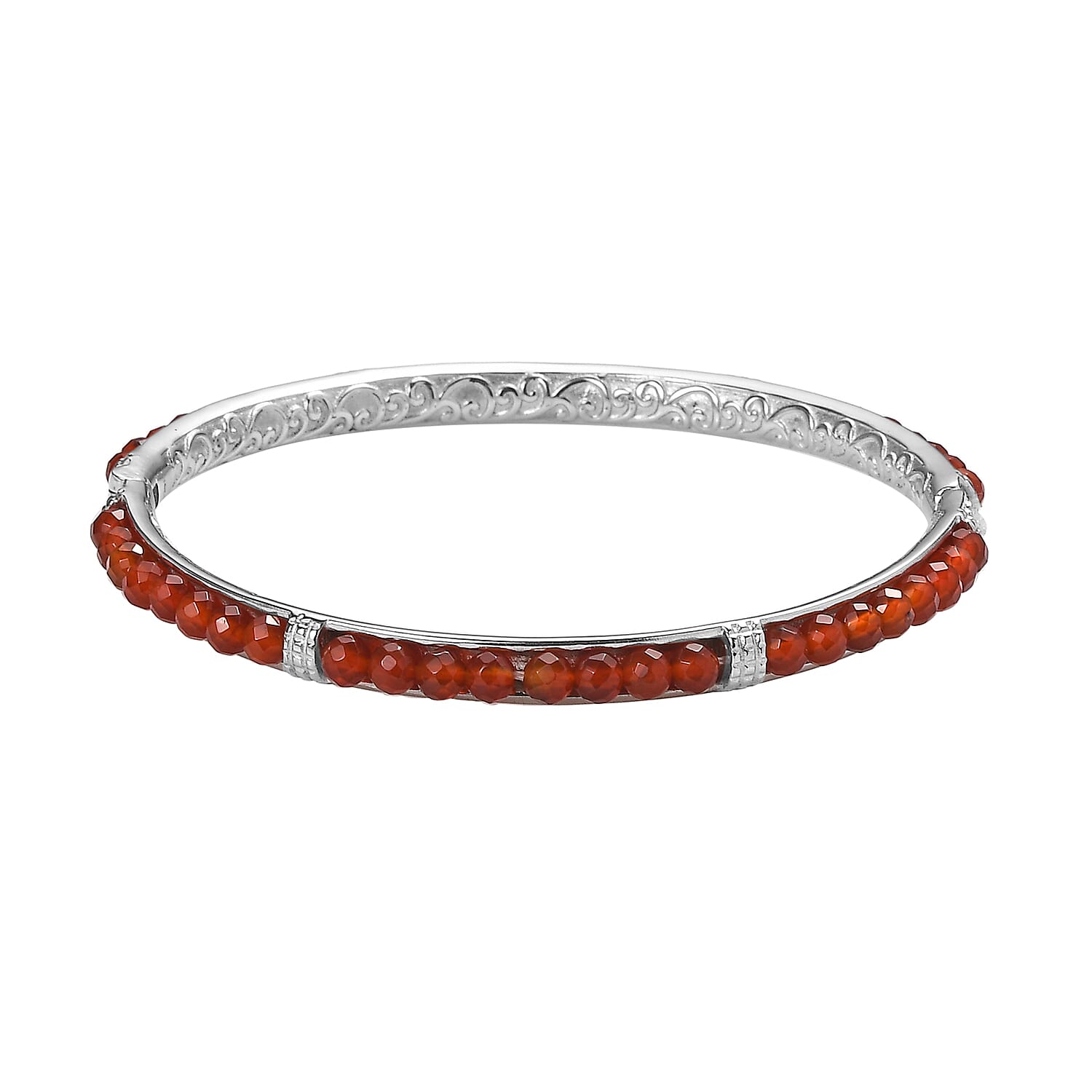 Carnelian 19.50 ctw Bangle Bracelet in Stainless Steel (8.00 In)