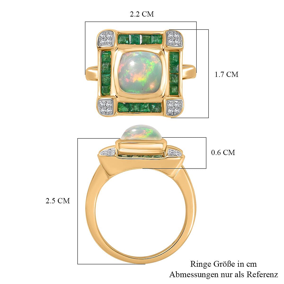 Premium Ethiopian Welo Opal and Multi Gemstone 2.71 ctw Ring in 18K Vermeil Yellow Gold Over Sterling Silver (Size 10.0) (6.21 g)