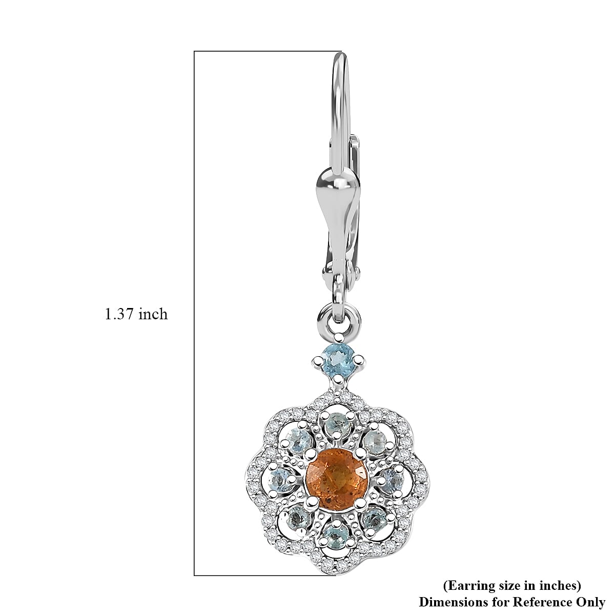 D'Joy Premium Madagascar Yellow Sapphire, Blue and Lagoon Apatite, White Zircon 1.65 ctw Flower Earrings in Rhodium Over Sterling Silver