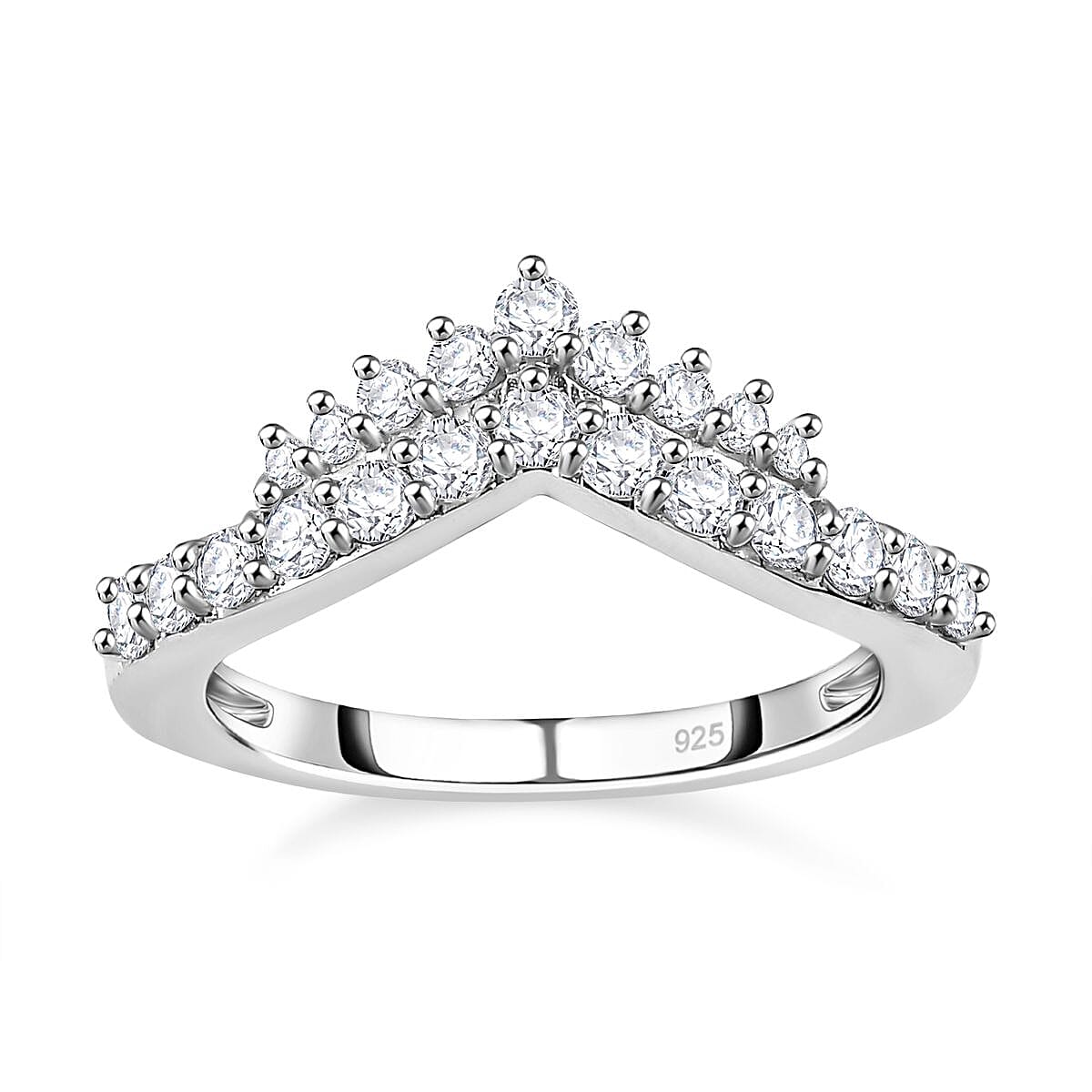 Moissanite 0.54 ctw Ring in Platinum Over Sterling Silver (Size 11.5)