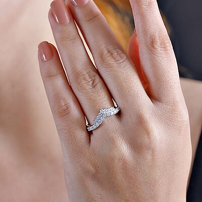 Moissanite 0.54 ctw Ring in Platinum Over Sterling Silver (Size 11.5)