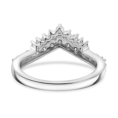 Moissanite 0.54 ctw Ring in Platinum Over Sterling Silver (Size 11.5)