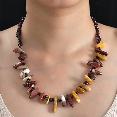 Mookite and Orissa Rhodolite Garnet 275.75 ctw Necklace 20 Inches in Platinum Bond 