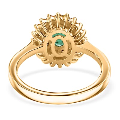 Kagem Zambian Emerald and Multi Gemstone 1.40 ctw Majesty Ring in 18K Vermeil Yellow Gold Over Sterling Silver (Size 10.0)