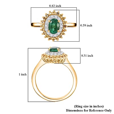 Kagem Zambian Emerald and Multi Gemstone 1.40 ctw Majesty Ring in 18K Vermeil Yellow Gold Over Sterling Silver (Size 10.0)