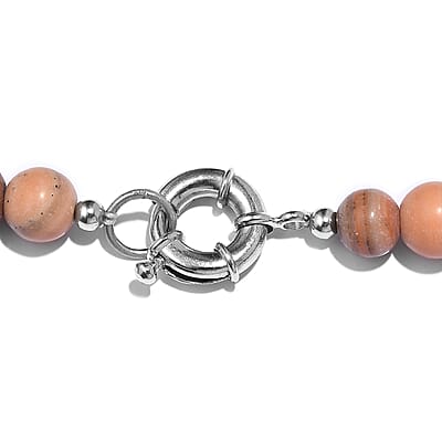 Picture Jasper Beaded 352.60 ctw Necklace 20 Inches in Platinum Bond