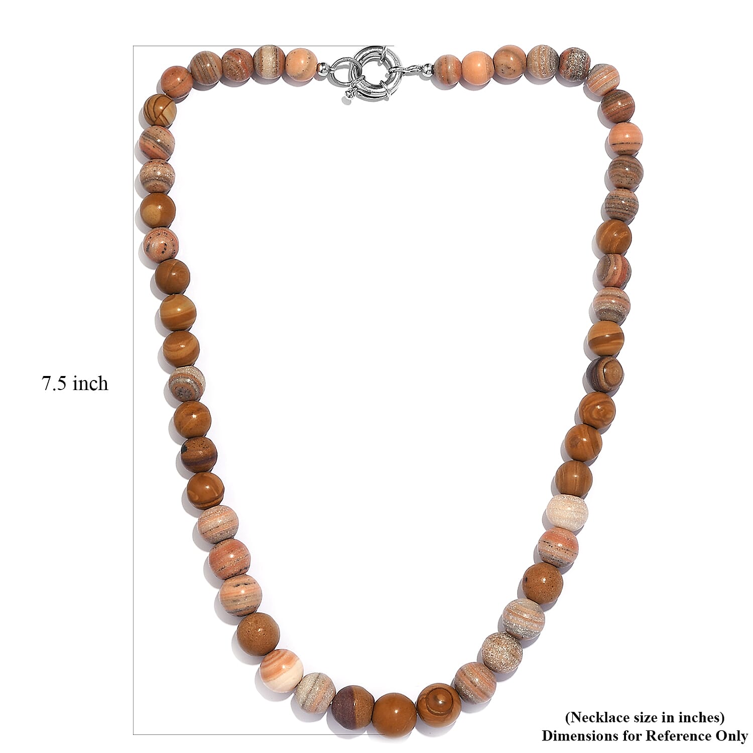 Picture Jasper Beaded 352.60 ctw Necklace 20 Inches in Platinum Bond