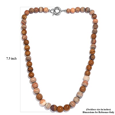 Picture Jasper Beaded 352.60 ctw Necklace 20 Inches in Platinum Bond