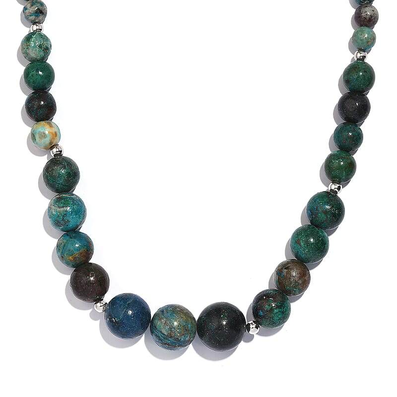 Chrysocolla 274.00 ctw Necklace 18 Inches in Sterling Silver