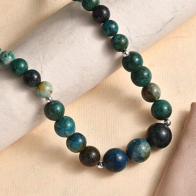 Chrysocolla 274.00 ctw Necklace 18 Inches in Sterling Silver