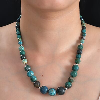 Chrysocolla 274.00 ctw Necklace 18 Inches in Sterling Silver