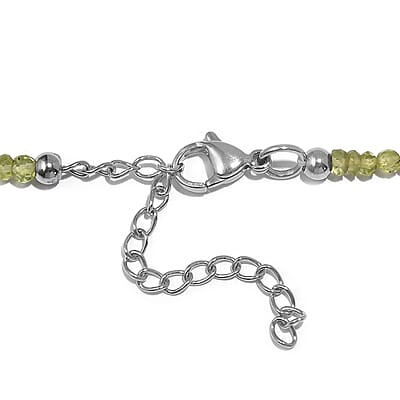 Peridot Beaded 95.50 ctw Necklace 18 Inches in Stainless Steel
