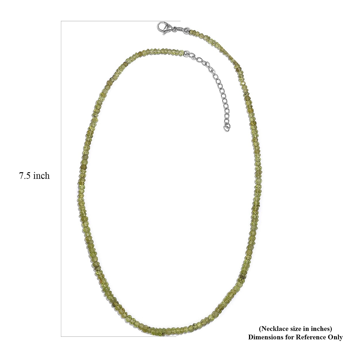 Peridot Beaded 95.50 ctw Necklace 18 Inches in Stainless Steel image number 5
