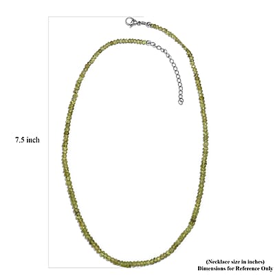 Peridot Beaded 95.50 ctw Necklace 18 Inches in Stainless Steel