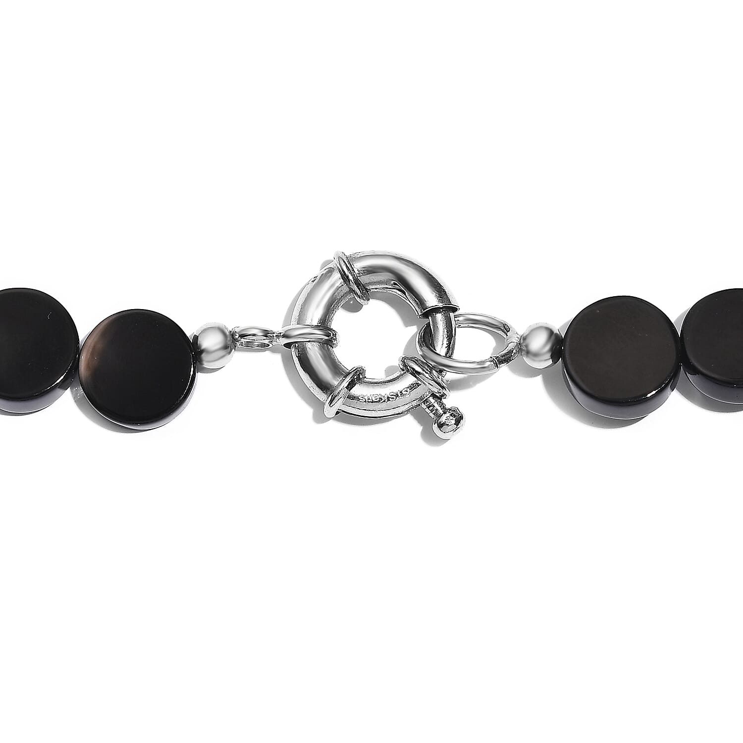 Black Agate and Glass 151.10 ctw Necklace 20 Inches in Platinum Bond 
